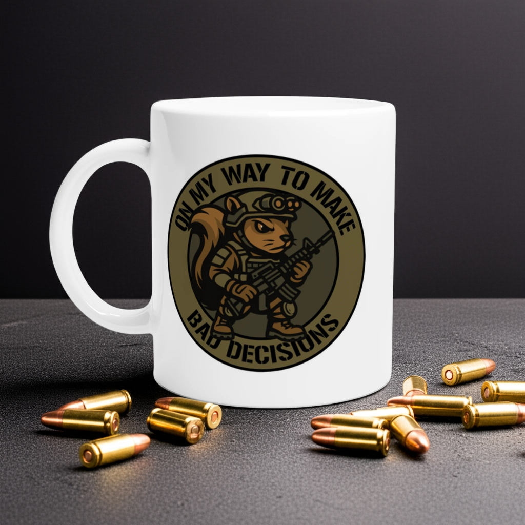 Taza de cerámica blanca de 325 ml "Malas decisiones"