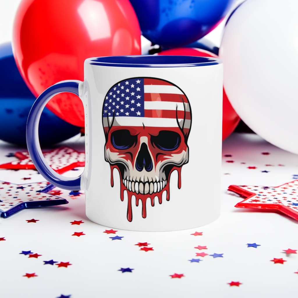Taza de cerámica blanca de 11 oz con interior a color, de American to the Bone