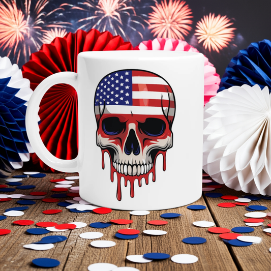 Taza de cerámica blanca de 11 oz "American to the Bone"